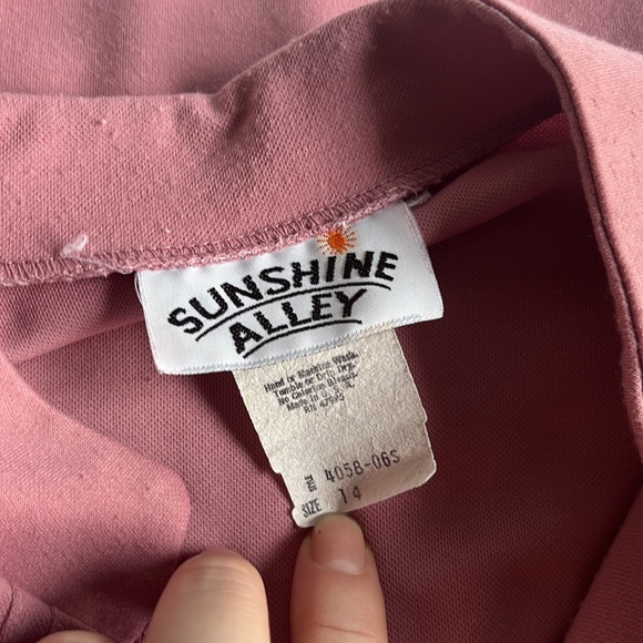 VTG Sunshine Alley Pink Long Sleeve Pearl Button Dress - Picture 9 of 9